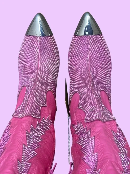 Pink Western Gianni Bini Knee High Rhinestone Cowgirl Boots - Picture 4 of 9